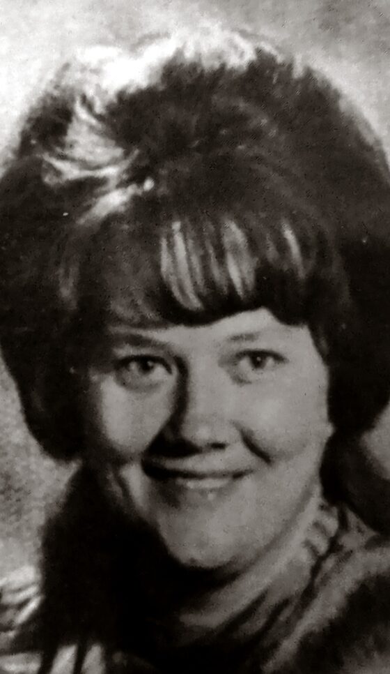 Portrait of Judy Sharp from the back of the record jacket